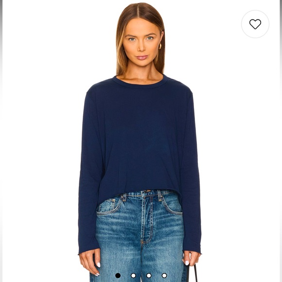 The Great The Long Sleeve Crop Tee in True Navy - Picture 1 of 7